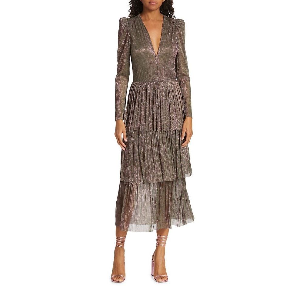 SABINA MUSÁYEV Carry Tiered Metallic Dress